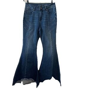 Grace in LA Blue‎ Womens High Waist Super Flare Leg Blue Denim Jeans 29 X 31.5"